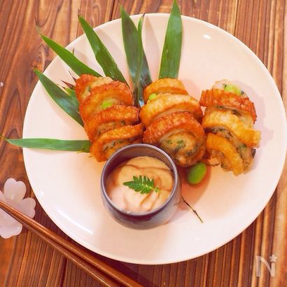 海老団子の竹輪くるくる巻き