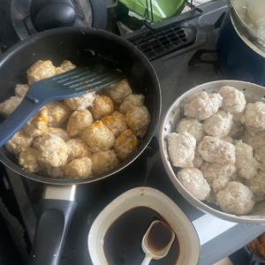 689151の作ってみた!投稿(ワンパン10分！【甘酢肉だんご】揚げずに簡単！ふわふわ♩)