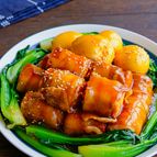 レンジで簡単！豚巻き絹厚揚げの角煮風