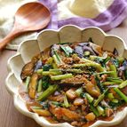 なすと小松菜とひき肉のとろみ煮【とろみ付け簡単！失敗なし！】