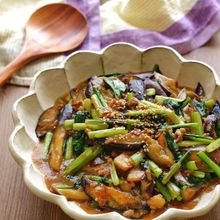 なすと小松菜とひき肉のとろみ煮【とろみ付け簡単!失敗なし!】
