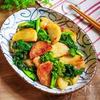 菜の花と長いものてり焼き