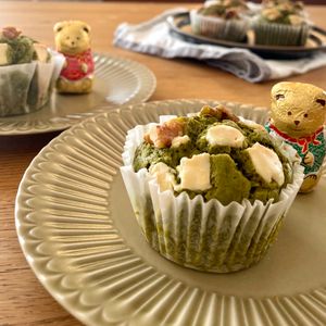 グリーンラテの作ってみた!投稿(バター不使用！混ぜて焼くだけ！秋にぴったり【抹茶マフィン】)