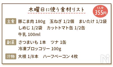 豚こま肉のコクうまハヤシライス献立の食材リスト