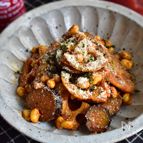 ラクうま水さらし不要。れんこんとナスと大豆のケチャカレー炒め