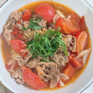 milkの作ってみた!投稿(たっぷりトマトの牛肉炒め煮)