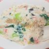 milkの作ってみた!投稿(野菜が主役で大満足!ちんげん菜とカニカマの中華風クリーム煮)