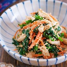 栄養満点♡蒸し鶏とほうれん草のごま和え【#作り置き】