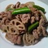メイプルの作ってみた!投稿(激旨＊豚こま肉とれんこん・スナップえんどうのオイスター炒め)