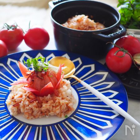 簡単おもてなし 丸ごとトマト炊き込みピラフでお洒落ご飯 By 道添明子 あーぴん レシピサイト Nadia ナディア プロの料理家のおいしいレシピ