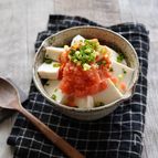 【1人前レシピ】〆に食べたい！たらこキムチの温奴丼