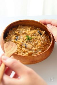 【コク旨ほっこり】きのことかぼちゃのオートミールリゾット