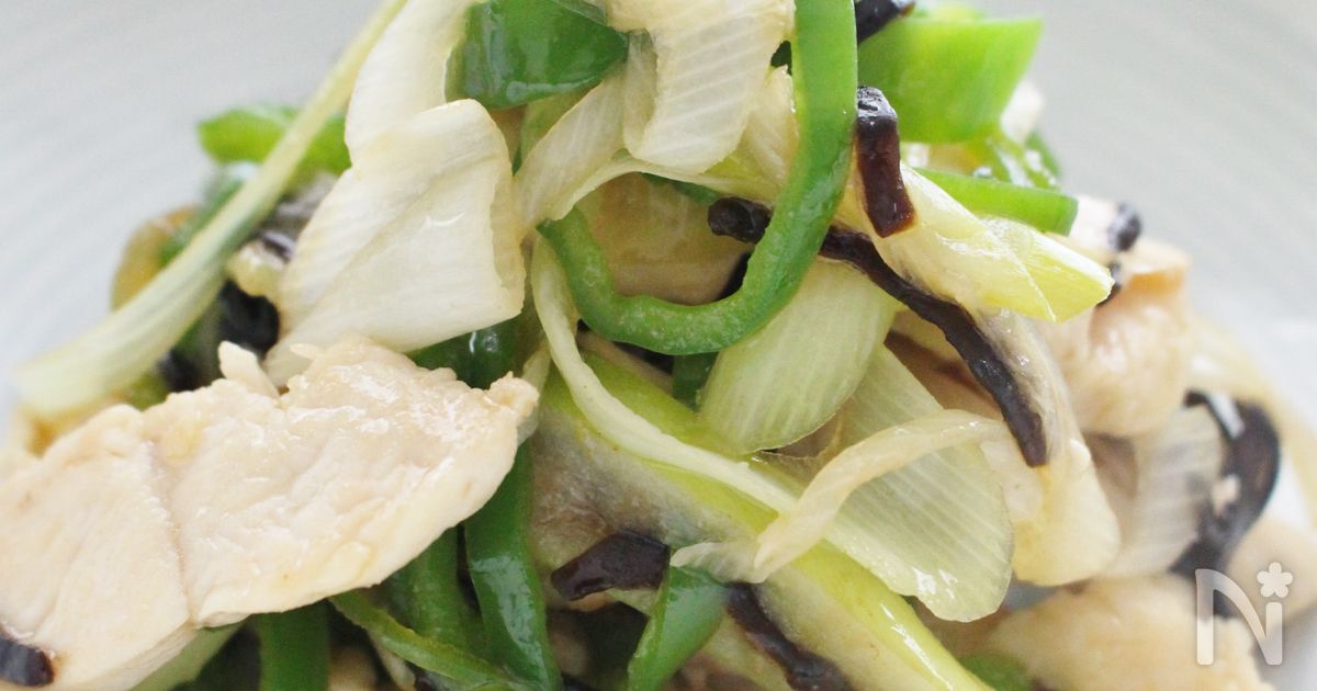 鶏ささみと葱ピーの塩コンブ炒め