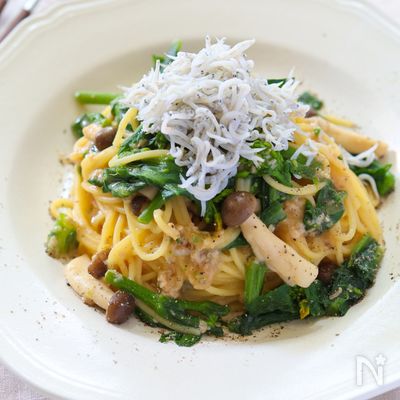 しらすと菜の花のバター醤油麹パスタ
