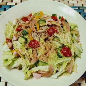 M＊Pの作ってみた!投稿(お野菜たっぷりのサラダ蕎麦柚子胡椒味)