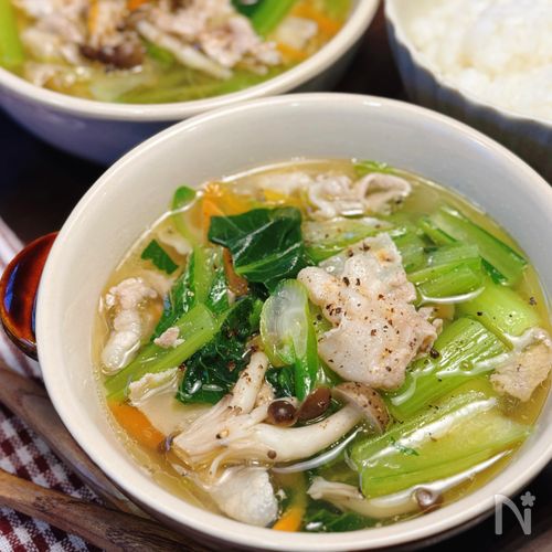 【豚肉と具沢山野菜のスープ】子どもも喜ぶ、大満足の一杯♪