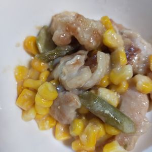 ぴぴちすの作ってみた!投稿(メンズもキッズも喜ぶ『むね肉とアスパラコーンの塩マヨソテー』)