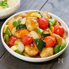 ころころ豚しゃぶ団子と夏野菜の黒酢あん