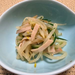 shishiの作ってみた!投稿(5分で簡単！もやしときゅうりとハムの中華サラダ)