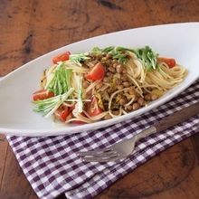 ＊トマトと高菜と納豆のパスタ＊