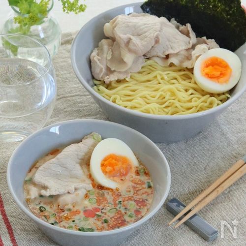 ゆで豚とピリ辛豆乳つけ麺