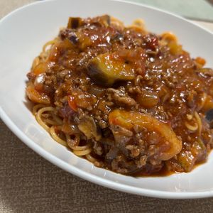 ぽちゃこの作ってみた!投稿(パスタ別ゆで不要！挽き肉たっぷり「ミートソースパスタ」)