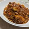 ぽちゃこの作ってみた!投稿(パスタ別ゆで不要!挽き肉たっぷり「ミートソースパスタ」)