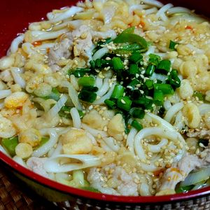 ヴェルの作ってみた!投稿(【豚肉とネギのピリ辛うどん】体ぽかぽか♪ピリ辛やみつき！)