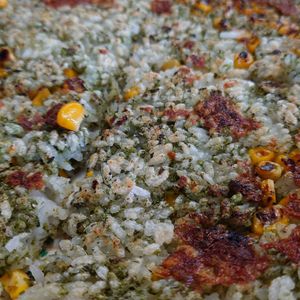 まゆのの作ってみた!投稿(カリカリ♪混ぜて焼くだけ「青のりとコーンの限界焼きおにぎり」)