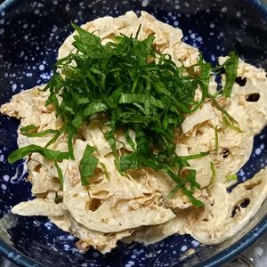 ばばごんの作ってみた!投稿(【梅マヨれんこん】レンジで簡単♪箸が止まらない！)