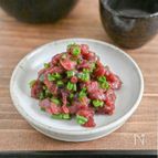 おつまみに最高♪馬刺しのねぎごま油和え