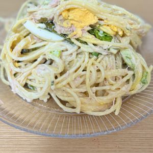 Tsuneaki Okadaの作ってみた!投稿(チンして和えるだけ♪「レタスとゆで卵のスパゲティサラダ」)