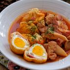 ＊ベーコンチーズ卵巾着と鶏肉とエリンギのうまケチャ煮＊