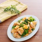 「牡蠣だし醤油で」菜の花とささみと卵のマヨネーズ炒め