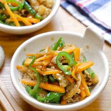 『ピーマンと人参と油揚げの甘辛』