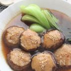 しいたけの肉詰め、中華風あんかけ