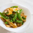 たけのことスナップエンドウの卵とじ