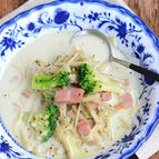 ごぼうとベーコンの食べるミルクスープ
