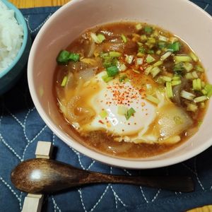 M＊Pの作ってみた!投稿(【新玉ねぎの巣ごもり卵】すき焼きのたれで簡単)