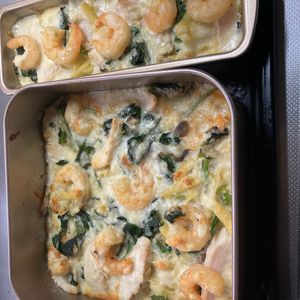 そら・ゆずの作ってみた!投稿(【えびマカロニグラタン】マカロニの下茹で不要で手間なし簡単♪)