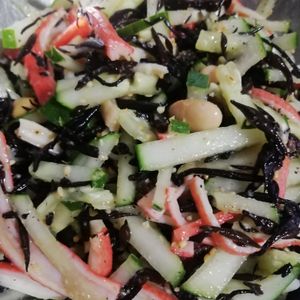 ぽぽペの作ってみた!投稿(抱えて食べたい♪【ひじきとお豆の中華風サラダ】さっぱり美味)
