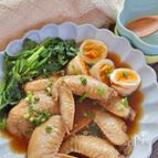 みんな好きな味♡ほうれん草とたまごの手羽先さっぱり煮