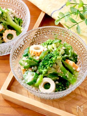 【業スー食材で】ブロッコリーとオクラの塩ごまナムル