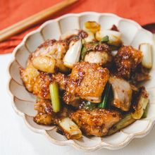 鶏もも肉と長ねぎのマスタード焼き