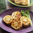 【れんこんのはさみ焼き】味付け1つで絶品！バジルチーズ風味