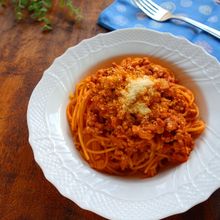 野菜ジュースのワンポットボロネーゼ