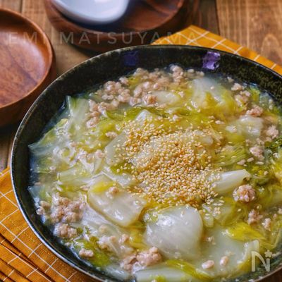 *白菜と鶏ひき肉の白だしとろーり煮*