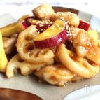 鶏肉と秋野菜の甘辛炒め