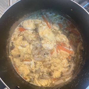 青リンゴの作ってみた!投稿(【きのことにんじんの和風かきたまスープ】ホッと染み渡る♪)
