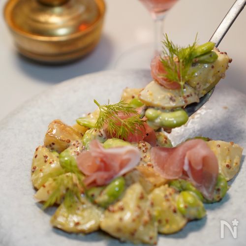 お酒が進むポテサラ‼︎『そら豆と新じゃがサラダ』